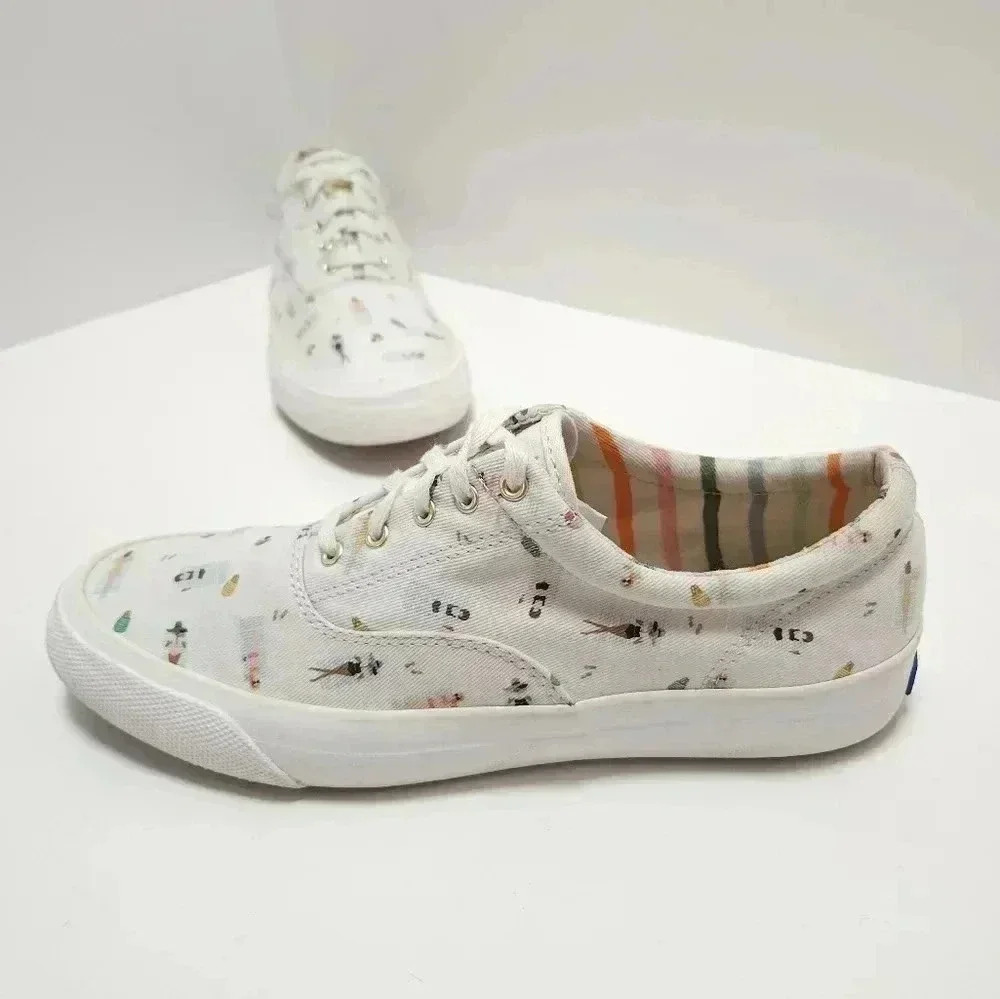 Keds Rifle Paper Co Womens Lace Up Sneaker Shoe Size 7.5 Sun Girl Swimming - Picture 1 of 9